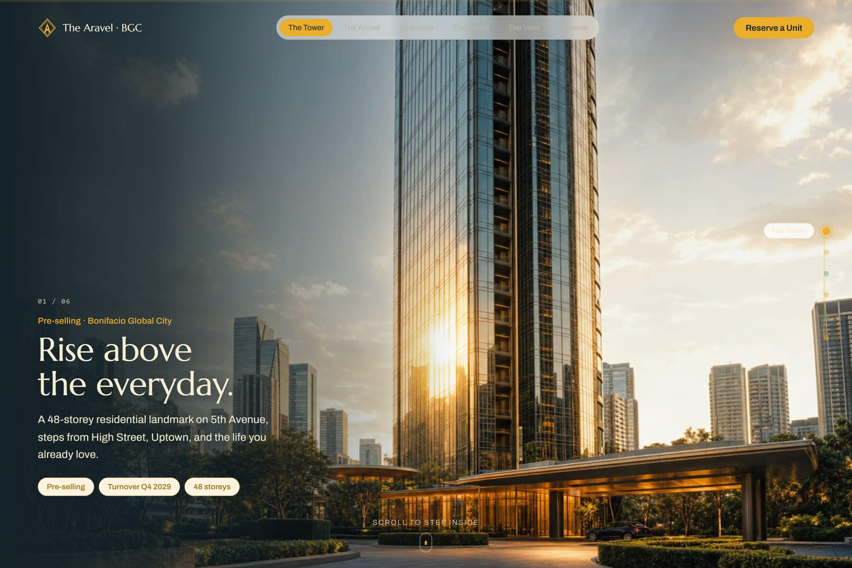 Screenshot of the The Aravel website