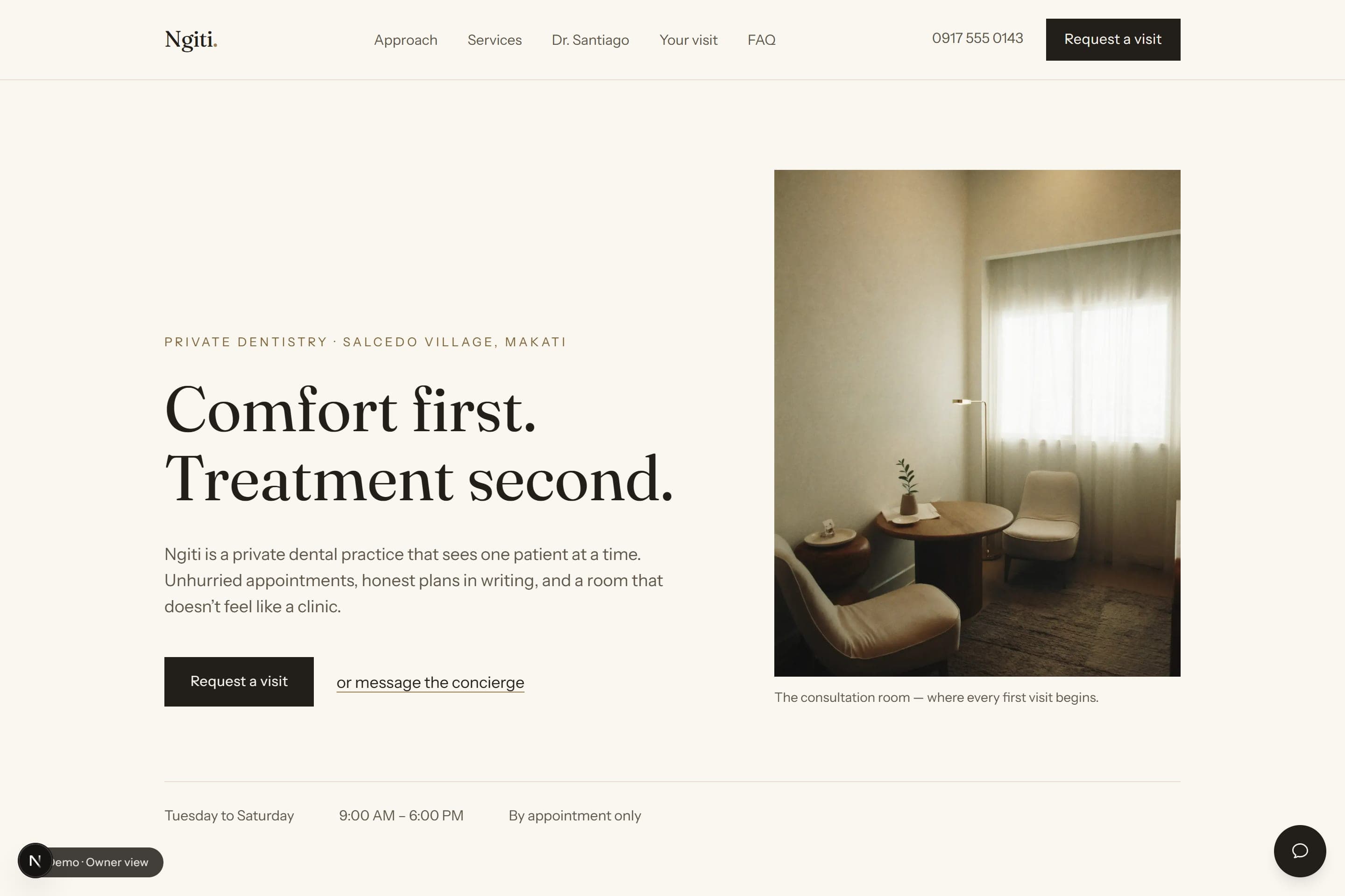 Screenshot of the Clinic Concierge website