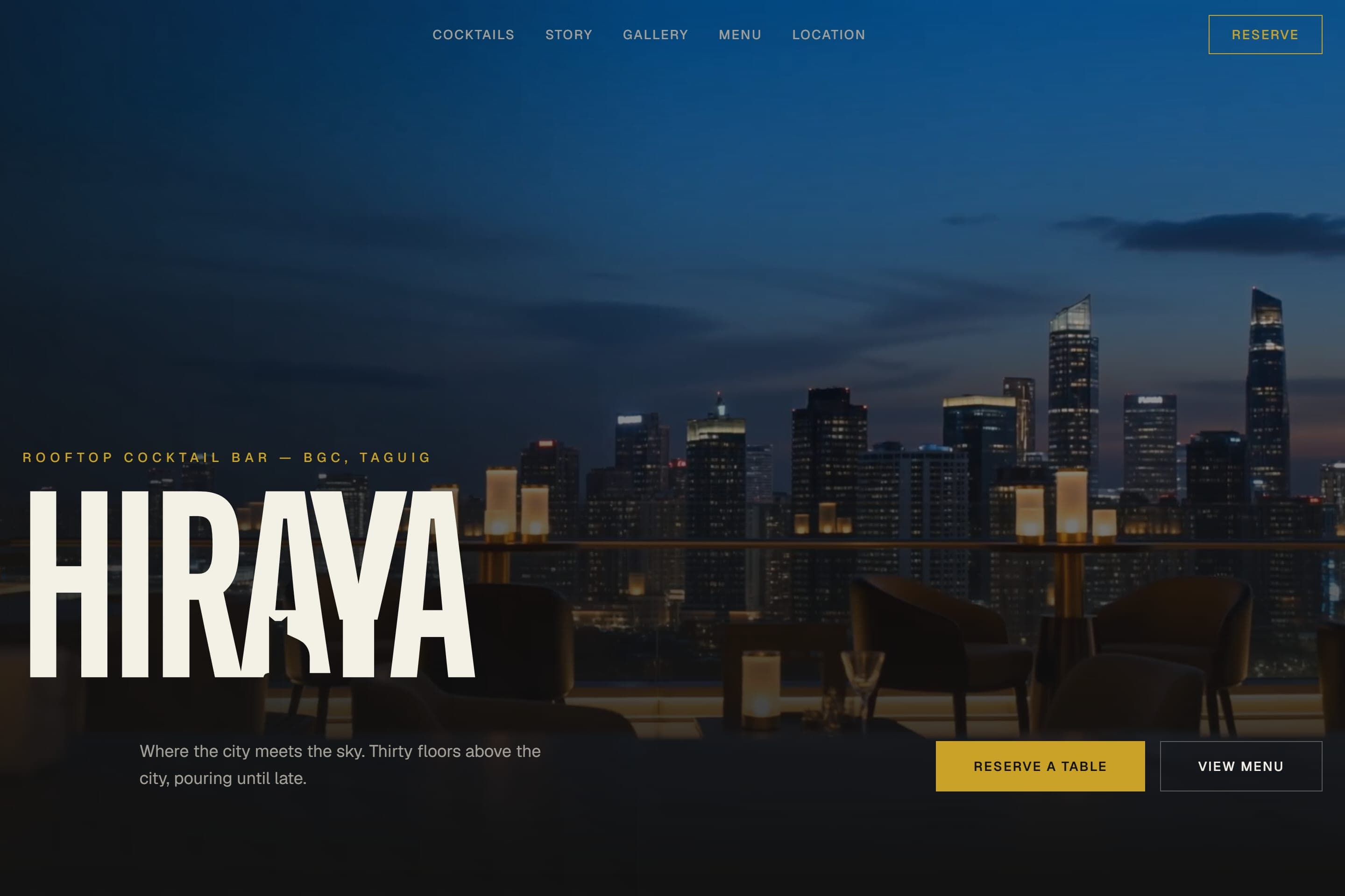 Screenshot of the Hiraya website